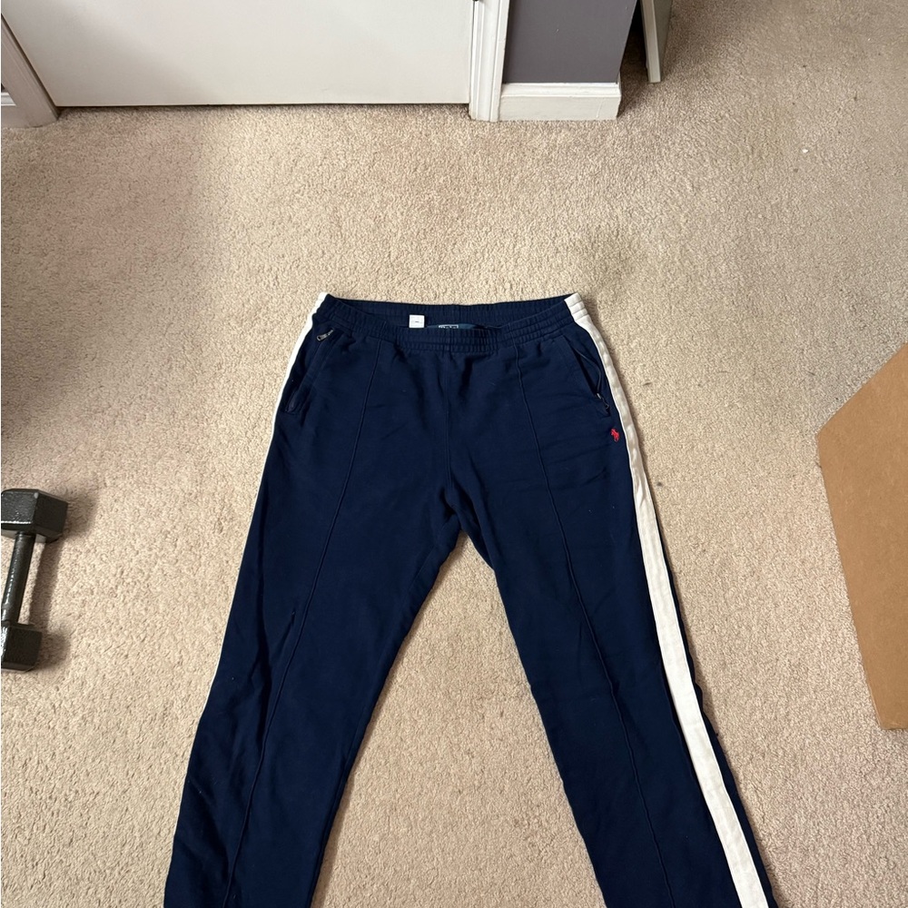 XL - Polo RL - Navy Blue  Sweat Pants with White Stripe